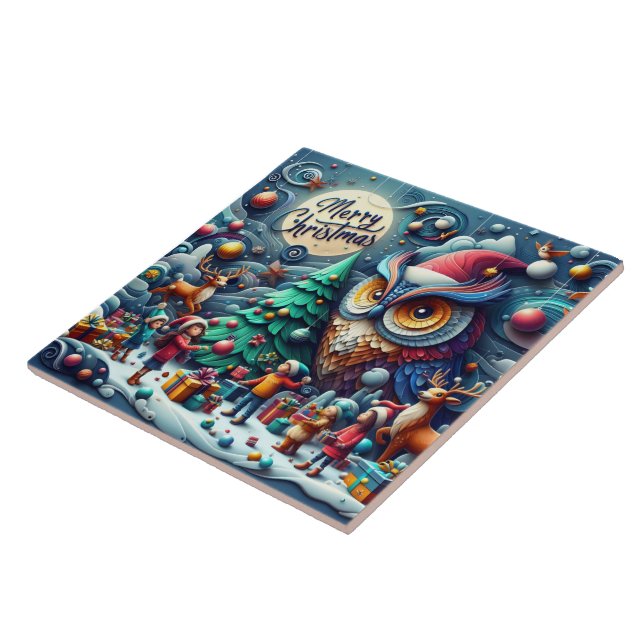 Weihnachts-Ansammlung unter einer knetischen Eule Fliese (Seite)