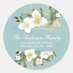 Weihnachts-Aquarellfarben-Blume geben Adressenaufk Runder Aufkleber