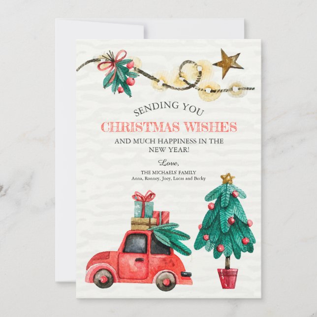 Weihnachts-Aquarellkarte Feiertagskarte (Vorderseite)