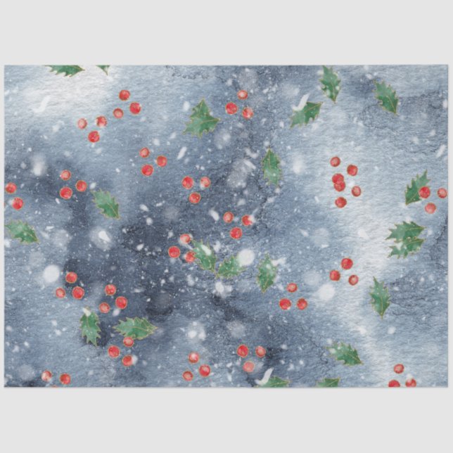 Weihnachts-Aquarellpapier II Design 6 Seidenpapier (Vorderseite)