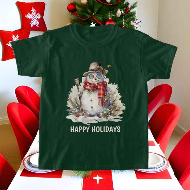 Weihnachts-Aquarellsnowman fügt Text hinzu T-Shirt (Von Creator hochgeladen)
