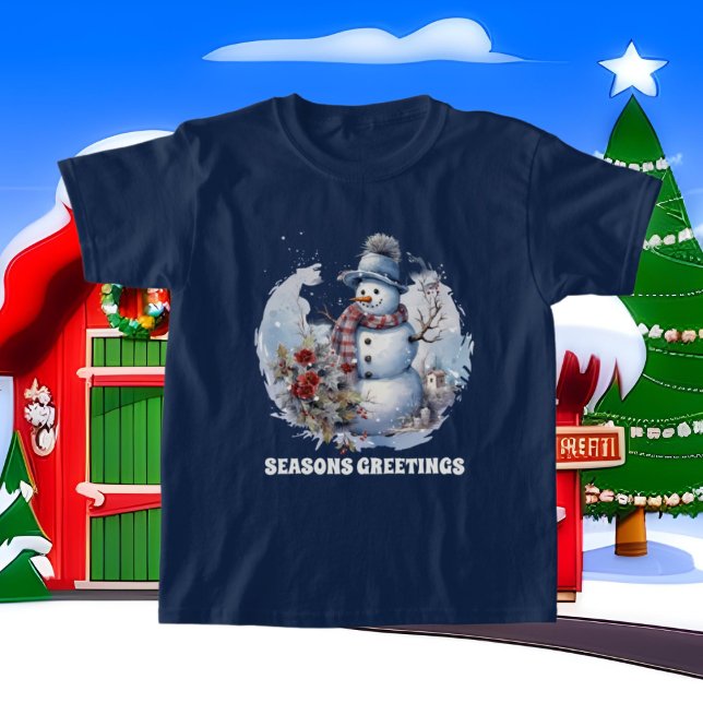Weihnachts-Aquarellsnowman fügt Text hinzu T-Shirt (Von Creator hochgeladen)