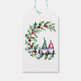 Weihnachts-Aquarellspiele auf Holly Twig Geschenkanhänger