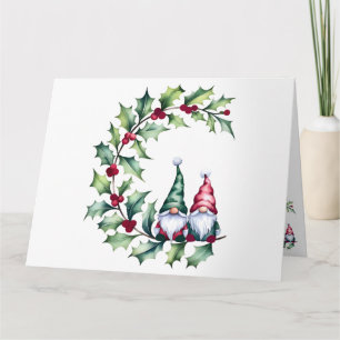 Weihnachts-Aquarellspiele auf Holly Twig Karte