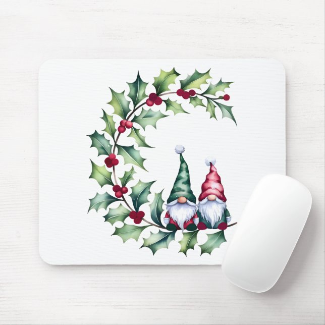 Weihnachts-Aquarellspiele auf Holly Twig Mousepad (Mit Mouse)