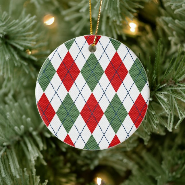 Weihnachts-Argyle Keramik Ornament (Baum)