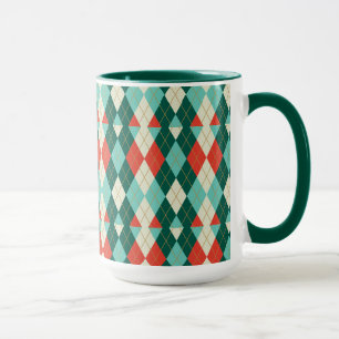 Weihnachts-Argyle - Retro-Stil Tasse