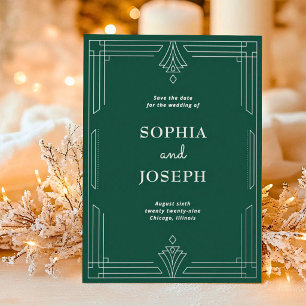 Weihnachts-Art-Deco-Silberfolie-Foto-Save-the-Date Folieneinladung