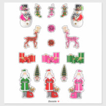 Weihnachts-Aufkleber Claus Xmas Decals Red Fun