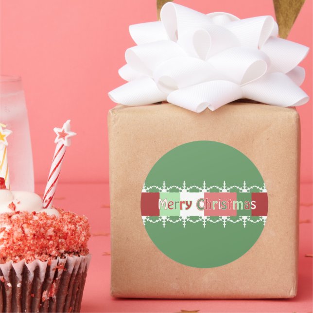 Weihnachts-Aufkleber GREEN gezeigt, aber Sie wähle Runder Aufkleber (Party)