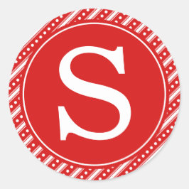 Weihnachts-Aufkleber mit Monogramm Runder Aufkleber