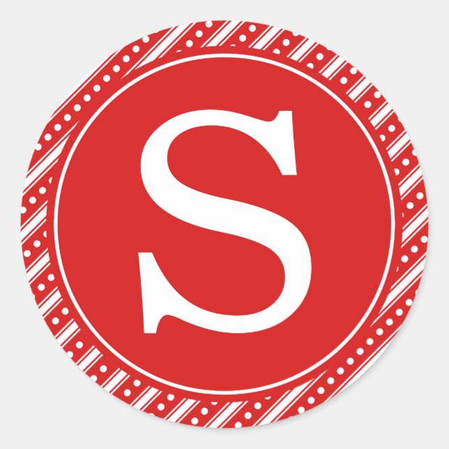 Weihnachts-Aufkleber mit Monogramm Runder Aufkleber (Vorderseite)
