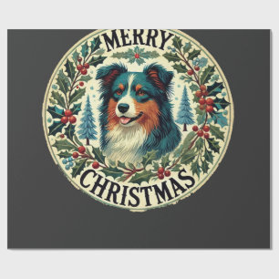 Weihnachts-Australian-Shepherd Geschenkpapier
