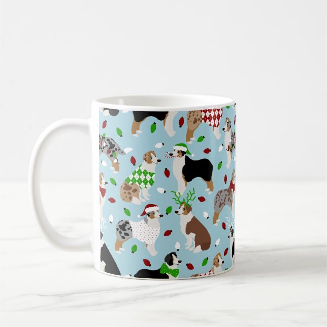 Weihnachts-Australische Shepherd-Tasse Kaffeetasse (Links)