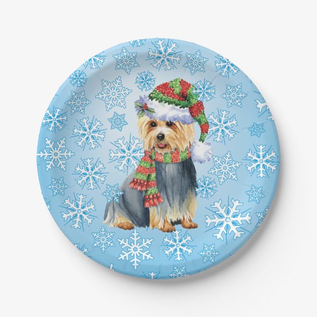 Weihnachts-Australische Terrier Paper-Teller Pappteller (Vorderseite)