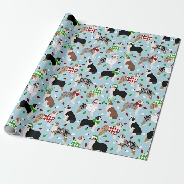 Weihnachts-Australisches Shepherd Wrapping Paper Geschenkpapier (Ungerollt)