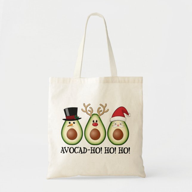 Weihnachts Avocado Frosty, Rudolph und Santa Tragetasche (Vorne)