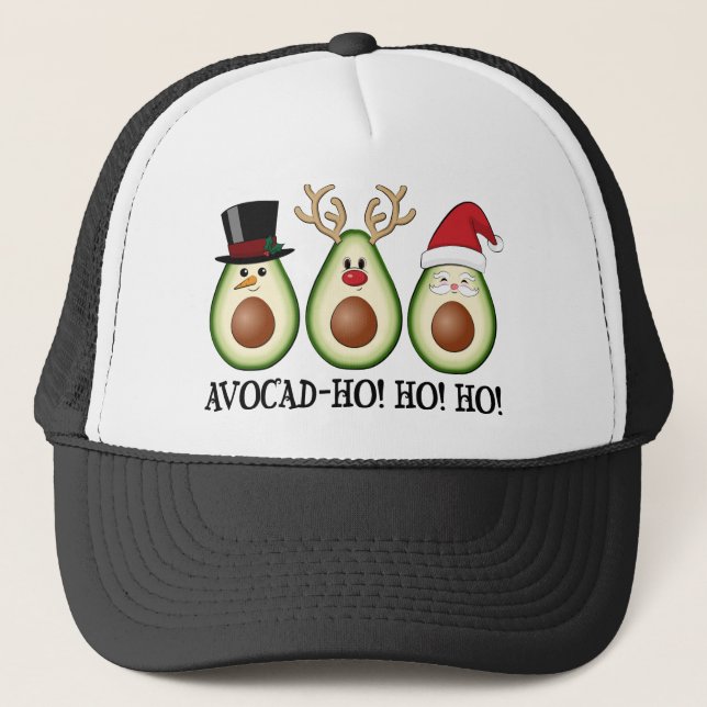 Weihnachts Avocado Frosty, Rudolph und Santa Truckerkappe (Vorderseite)