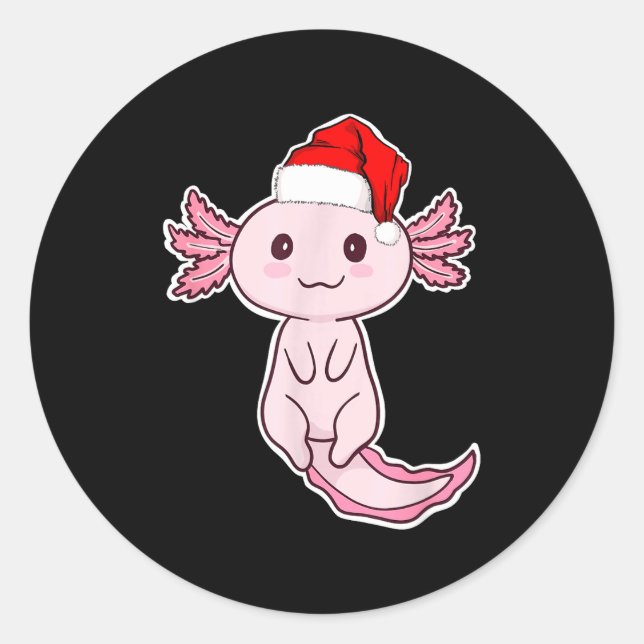 Weihnachts- Axolotl Runder Aufkleber (Vorderseite)