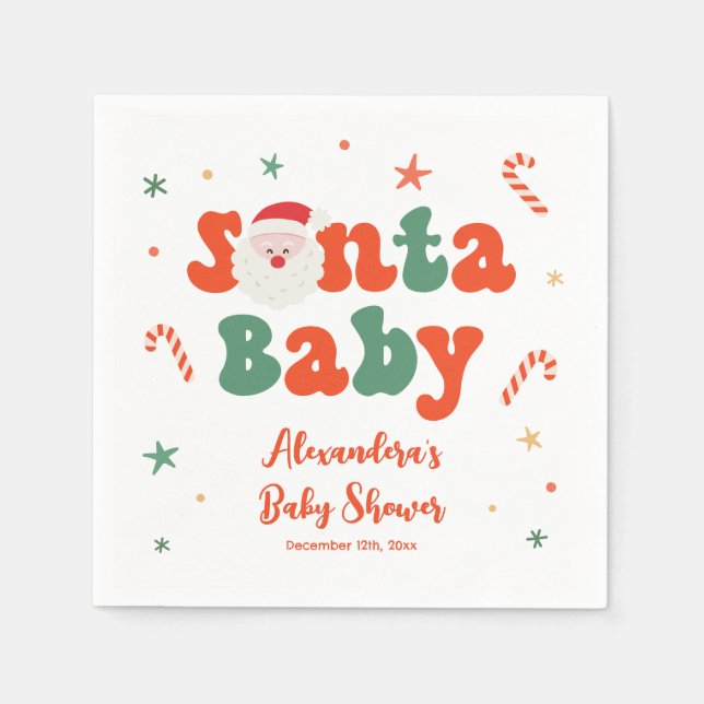 Weihnachts-Baby-Babydusche Serviette (Vorderseite)