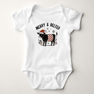 Weihnachts-Baby Beltie Farmer Belted Galloway Kuh Baby Strampler