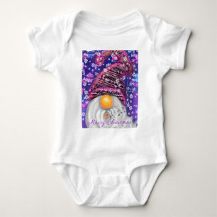 Weihnachts Baby Bodysuit Gnome in Lila Hut Strampler