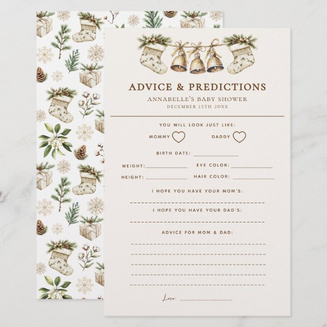 Weihnachts-Baby-Duschberatung und -Vorhersage Spie (Vorne/Hinten)