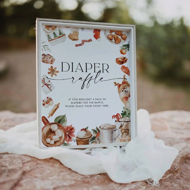 Weihnachts-Baby-Duschdiapers Raffle-Zeichen Sockelschild (Von Creator hochgeladen)