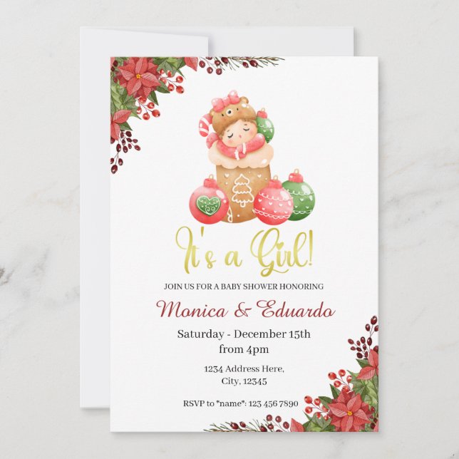 Weihnachts-Baby-Dusche Es ist eine Einladung für M (Vorderseite)