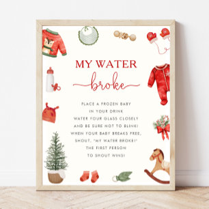 Weihnachts-Baby-Dusche Mein Wasser-Broke-Spiel-Zei Poster