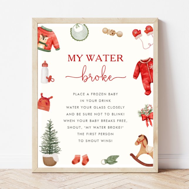 Weihnachts-Baby-Dusche Mein Wasser-Broke-Spiel-Zei Poster (Von Creator hochgeladen)