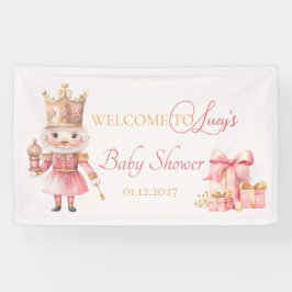 Weihnachts-Baby-Dusche: Rosa Nutcracker Willkommen Banner