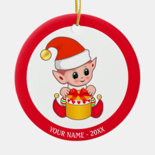Weihnachts-Baby-Elf & Benutzername Keramik Ornament