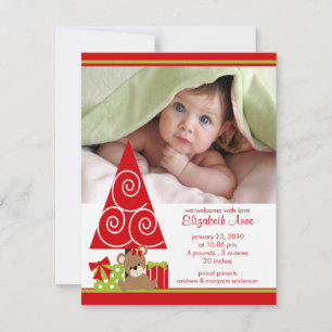 Weihnachts-Baby-Foto-Ankündigung Mädchen Feiertagskarte