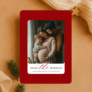 Weihnachts-Baby-Fotoankündigung 'Je mehr, desto fr Feiertagskarte