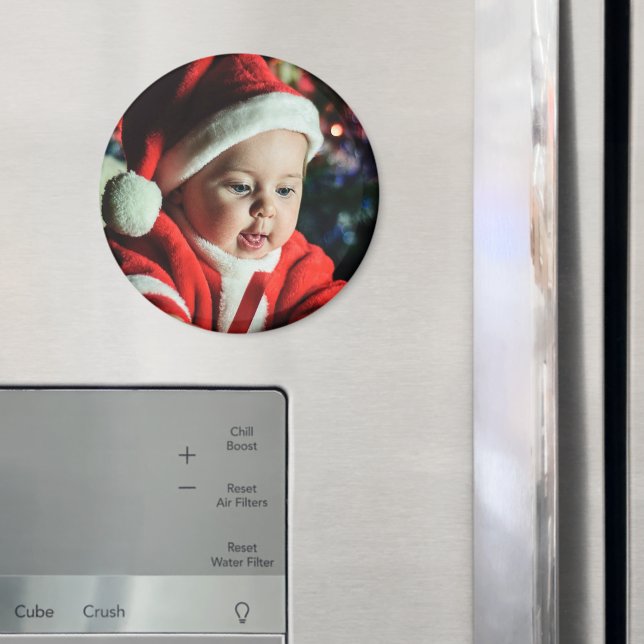 Weihnachts-Baby-Fotovorlage Runder Kühlschrank Magnet (In Situ (Kühlschrank))
