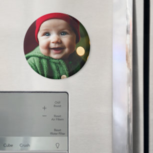 Weihnachts-Baby-Fotovorlage Runder Kühlschrank Magnet