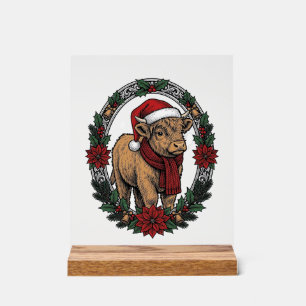 Weihnachts-Baby-Kalb Vintage-Gravur-Feiertags-Shir Acrylschild