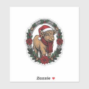 Weihnachts-Baby-Kalb Vintage-Gravur-Feiertags-Shir Aufkleber