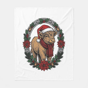 Weihnachts-Baby-Kalb Vintage-Gravur-Feiertags-Shir Fleecedecke