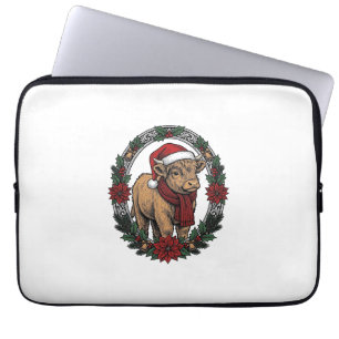 Weihnachts-Baby-Kalb Vintage-Gravur-Feiertags-Shir Laptopschutzhülle