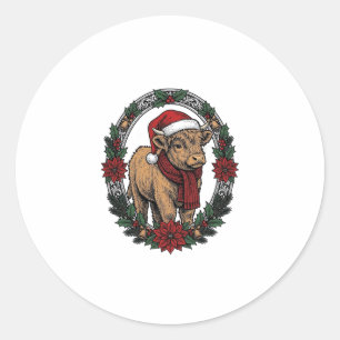 Weihnachts-Baby-Kalb Vintage-Gravur-Feiertags-Shir Runder Aufkleber