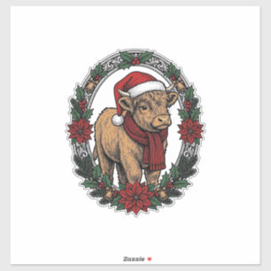 Weihnachts-Baby-Kalb-Vintage-Stich-Holiday-Shirt Aufkleber