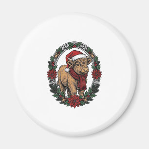Weihnachts-Baby-Kalb-Vintage-Stich-Holiday-Shirt Magnet
