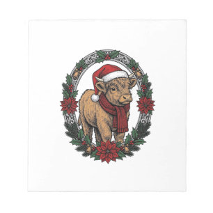 Weihnachts-Baby-Kalb-Vintage-Stich-Holiday-Shirt Notizblock