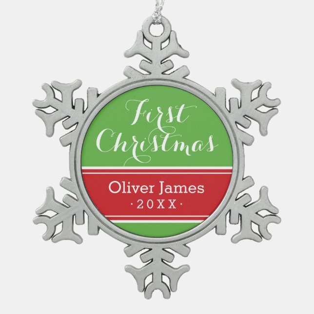 Weihnachts-Baby-Keepake-Holiday-Ornament Schneeflocken Zinn-Ornament (Vorderseite)