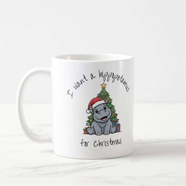 Weihnachts-Baby-Nilpferd-Tasse Kaffeetasse (Links)