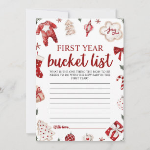 Weihnachts-Baby-Party-Erste-Jahres-Eimer-Liste-Spi Einladung