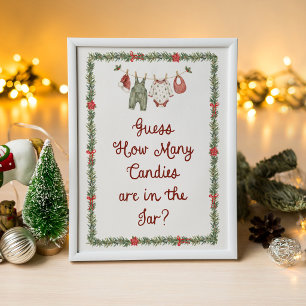 Weihnachts-Baby-Shower-Rätsel: Wie viele Süßigkeit Poster