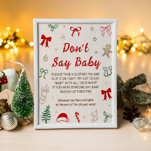 Weihnachts-Baby-Shower-Spiel: Sag nicht Baby Poster